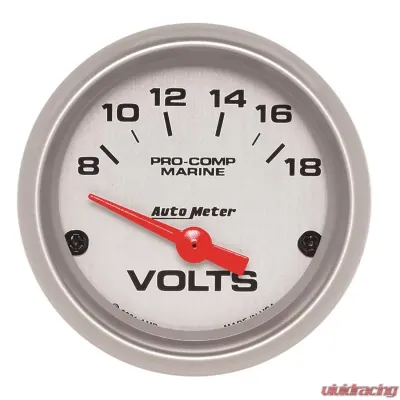 AutoMeter GAUGE; VOLTMETER; 2 1/16in.; 18V; ELECTRIC; MARINE SILVER - 200756-33