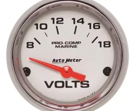 AutoMeter GAUGE; VOLTMETER; 2 1/16in.; 18V; ELECTRIC; MARINE CHROME