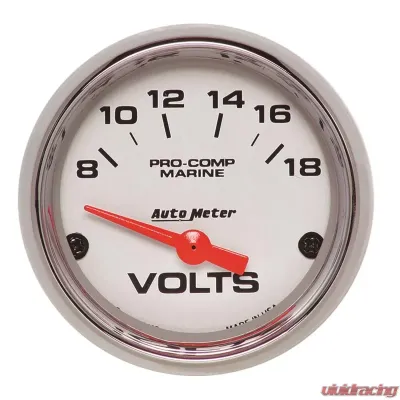 AutoMeter GAUGE; VOLTMETER; 2 1/16in.; 18V; ELECTRIC; MARINE CHROME - 200756-35