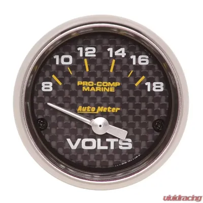 AutoMeter GAUGE; VOLTMETER; 2 1/16in.; 18V; ELECTRIC; MARINE CARBON FIBER - 200756-40