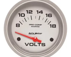 AutoMeter GAUGE; VOLTMETER; 2 5/8in.; 18V; ELECTRIC; MARINE SILVER
