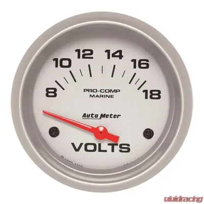 AutoMeter GAUGE; VOLTMETER; 2 5/8in.; 18V; ELECTRIC; MARINE SILVER - 200757-33