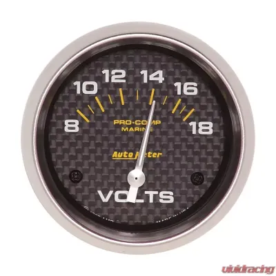 AutoMeter GAUGE; VOLTMETER; 2 5/8in.; 18V; ELECTRIC; MARINE CARBON FIBER - 200757-40