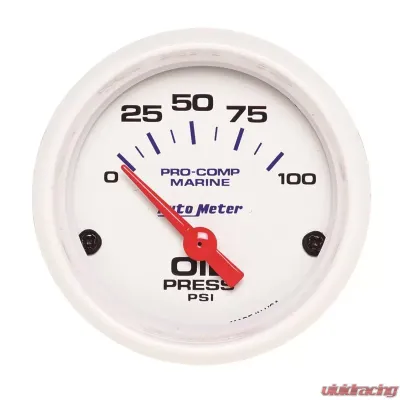 AutoMeter GAUGE; OIL PRESSURE; 2 1/16in.; 100PSI; ELECTRIC; MARINE WHITE - 200758