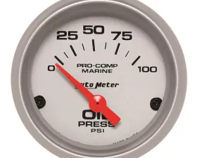 AutoMeter GAUGE; OIL PRESSURE; 2 1/16in.; 100PSI; ELECTRIC; MARINE SILVER