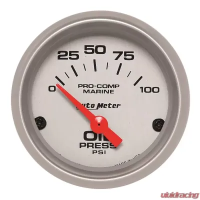AutoMeter GAUGE; OIL PRESSURE; 2 1/16in.; 100PSI; ELECTRIC; MARINE SILVER - 200758-33