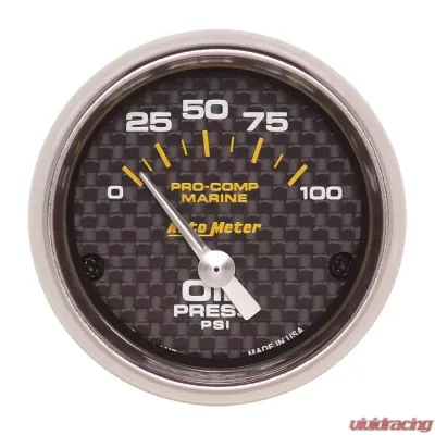 AutoMeter GAUGE; OIL PRESSURE; 2 1/16in.; 100PSI; ELECTRIC; MARINE CARBON FIBER - 200758-40