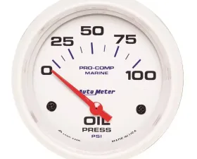 AutoMeter GAUGE; OIL PRESSURE; 2 5/8in.; 100PSI; ELECTRIC; MARINE WHITE