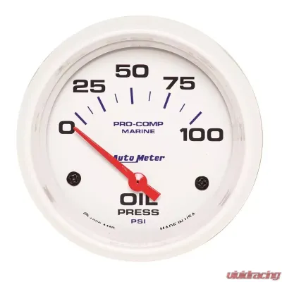 AutoMeter GAUGE; OIL PRESSURE; 2 5/8in.; 100PSI; ELECTRIC; MARINE WHITE - 200759