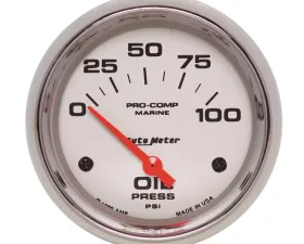 AutoMeter GAUGE; OIL PRESSURE; 2 5/8in.; 100PSI; ELECTRIC; MARINE CHROME