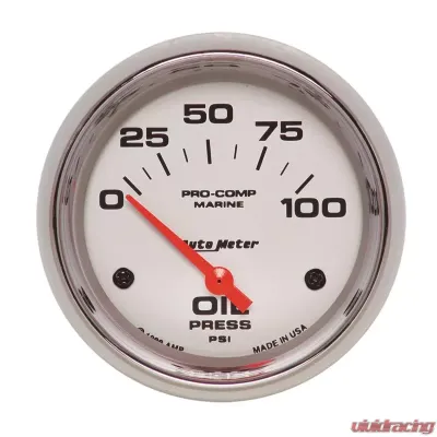 AutoMeter GAUGE; OIL PRESSURE; 2 5/8in.; 100PSI; ELECTRIC; MARINE CHROME - 200759-35