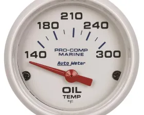 AutoMeter GAUGE; OIL TEMP; 2 1/16in.; 140-300deg.F; ELECTRIC; MARINE WHITE