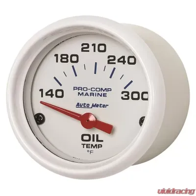 AutoMeter GAUGE; OIL TEMP; 2 1/16in.; 140-300deg.F; ELECTRIC; MARINE WHITE - 200764