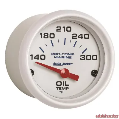 AutoMeter GAUGE; OIL TEMP; 2 1/16in.; 140-300deg.F; ELECTRIC; MARINE WHITE - 200764