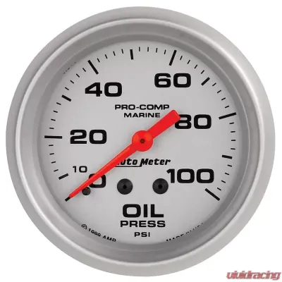 AutoMeter GAUGE; OIL PRESSURE; 2 5/8in.; 100PSI; MECHANICAL; MARINE SILVER - 200777-33