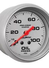 AutoMeter GAUGE; OIL PRESSURE; 2 5/8in.; 100PSI; MECHANICAL; MARINE SILVER                                     - 200777-33 - Image 3
