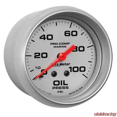 AutoMeter GAUGE; OIL PRESSURE; 2 5/8in.; 100PSI; MECHANICAL; MARINE SILVER - 200777-33