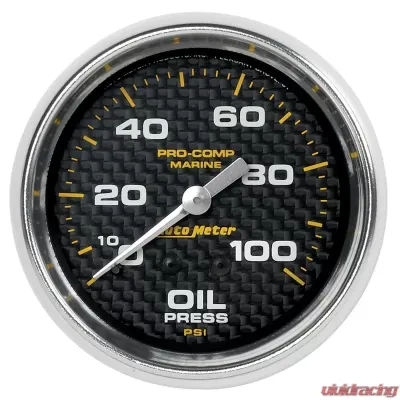 AutoMeter GAUGE; OIL PRESSURE; 2 5/8in.; 100PSI; MECHANICAL; MARINE CARBON FIBER - 200777-40