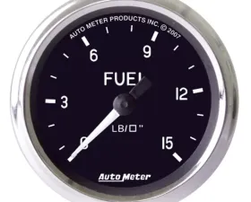 AutoMeter GAUGE; FUEL PRESSURE; 2 5/8in.; 15PSI; MECH. INCL. ISOLATOR; COBRA
