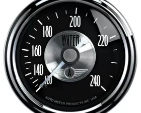 AutoMeter GAUGE; WATER TEMP; 2 1/16in.; 240deg.F; MECH; PRESTIGE BLK. DIAMOND