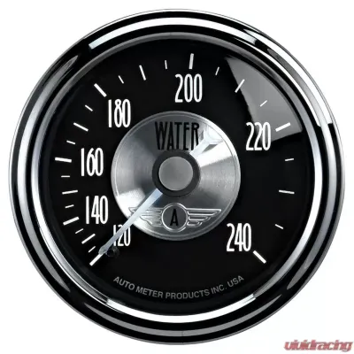 AutoMeter GAUGE; WATER TEMP; 2 1/16in.; 240deg.F; MECH; PRESTIGE BLK. DIAMOND - 2033