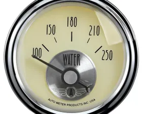 AutoMeter GAUGE; WATER TEMP; 2 1/16in.; 250deg.F; ELEC; PRESTIGE ANTQ. IVORY
