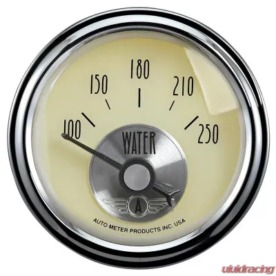 AutoMeter GAUGE; WATER TEMP; 2 1/16in.; 250deg.F; ELEC; PRESTIGE ANTQ. IVORY - 2037