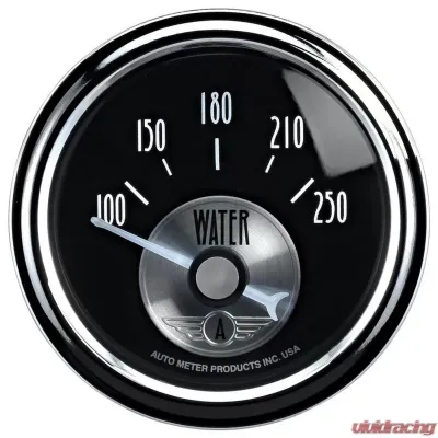 AutoMeter GAUGE; WATER TEMP; 2 1/16in.; 250deg.F; ELEC; PRESTIGE BLK. DIAMOND - 2038
