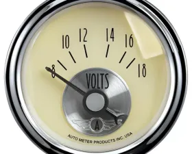 AutoMeter GAUGE; VOLTMETER; 2 1/16in.; 18V; ELEC; PRESTIGE ANTQ. IVORY