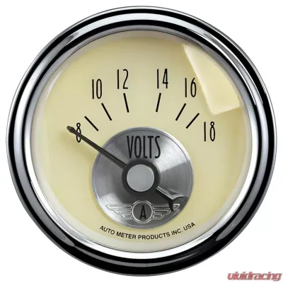 AutoMeter GAUGE; VOLTMETER; 2 1/16in.; 18V; ELEC; PRESTIGE ANTQ. IVORY - 2092