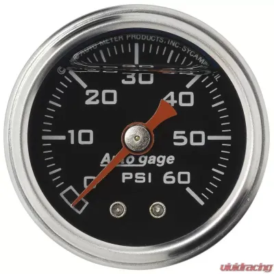 AutoMeter GAUGE; PRESSURE; 1.5in. DIRECT MNT; 60PSI; LIQUID FILLED MECH; BLK; 1/8in. NPTF - 2173