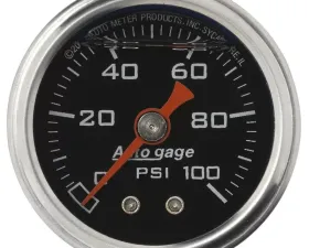 AutoMeter GAUGE; PRESS; 1.5in. DIRECT MNT; 100PSI; LIQUID FILLED MECH; BLK; 1/8in. NPTF MA