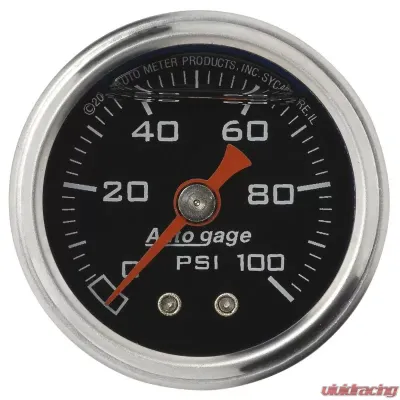 AutoMeter GAUGE; PRESS; 1.5in. DIRECT MNT; 100PSI; LIQUID FILLED MECH; BLK; 1/8in. NPTF MA - 2174