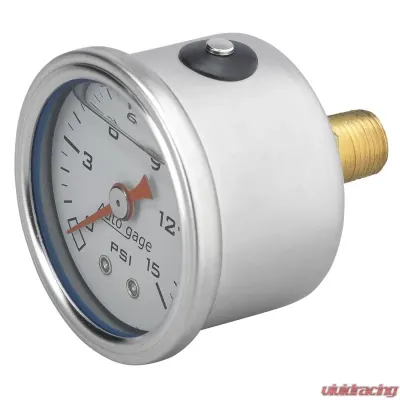 AutoMeter GAUGE; PRESSURE; 1.5in. DIRECT MNT; 15PSI; LIQUID FILLED MECH; WHT; 1/8in. NPTF - 2175