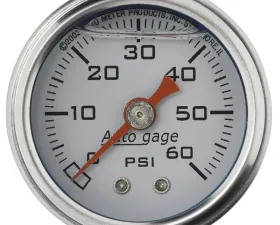 AutoMeter GAUGE; PRESSURE; 1.5in. DIRECT MNT; 60PSI; LIQUID FILLED MECH; WHT; 1/8in. NPTF