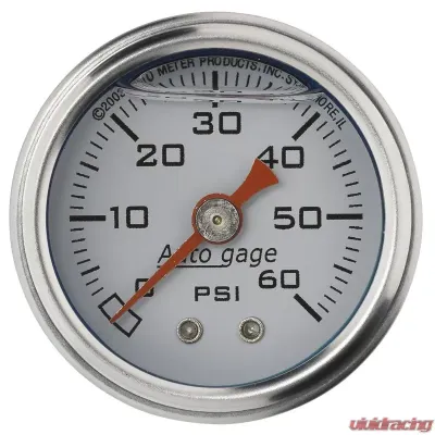 AutoMeter GAUGE; PRESSURE; 1.5in. DIRECT MNT; 60PSI; LIQUID FILLED MECH; WHT; 1/8in. NPTF - 2176