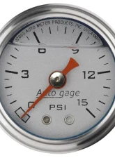 AutoMeter GAUGE; PRESS; 1.5in. DIRECT MNT; 15PSI; LIQUID FILLED MECH; SLVR; 1/8in. NPTF MA                                     - 2178 - Image 2