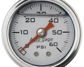 AutoMeter GAUGE; PRESS; 1.5in. DIRECT MNT; 60PSI; LIQUID FILLED MECH; SLVR; 1/8in. NPTF MA