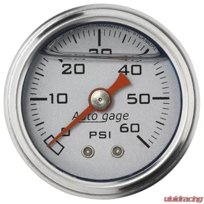 AutoMeter GAUGE; PRESS; 1.5in. DIRECT MNT; 60PSI; LIQUID FILLED MECH; SLVR; 1/8in. NPTF MA - 2179