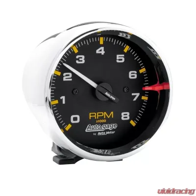 AutoMeter GAUGE; TACH; 3 3/4in.; 8K RPM; PEDESTAL; BLK DIAL CHROME CASE; AUTOGAGE - 2301