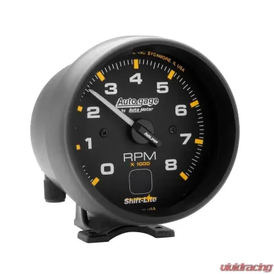 AutoMeter GAUGE; TACH; 3 3/4in.; 8K RPM; PEDESTAL W/SHIFT LIGHT; BLK DIAL BLK CASE; AG - 2302