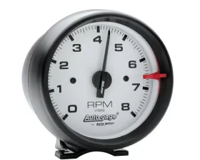 AutoMeter GAUGE; TACH; 3 3/4in.; 8K RPM; PEDESTAL; WHT DIAL BLK CASE; AUTOGAGE