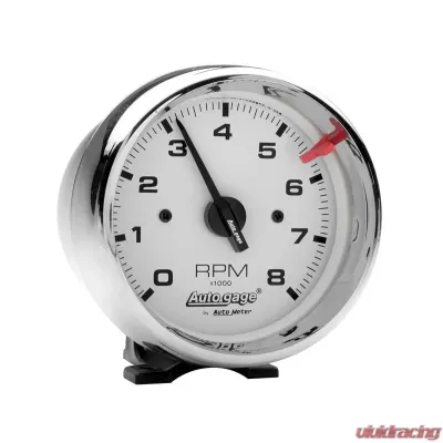 AutoMeter GAUGE; TACH; 3 3/4in.; 8K RPM; PEDESTAL; WHT DIAL CHROME CASE; AUTOGAGE - 2304