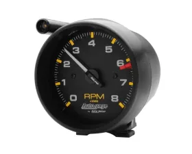 AutoMeter GAUGE; TACH; 3 3/4in.; 8K RPM; PEDESTAL W/EXT SHIFT LIGHT; BLK DIAL BLK CASE; AG