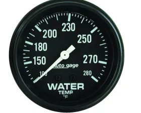 AutoMeter GAUGE; WATER TEMPERATURE; 2 5/8in. 100-280deg.F; MECHANICAL; BLACK; AUTOGAGE