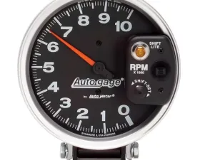 AutoMeter GAUGE; TACHOMETER; 5in.; 10K RPM; PEDESTAL W/INT. SHIFT LIGHT; BLACK; AUTO GAGE