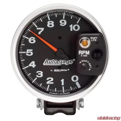 AutoMeter GAUGE; TACHOMETER; 5in.; 10K RPM; PEDESTAL W/INT. SHIFT LIGHT; BLACK; AUTO GAGE - 233903