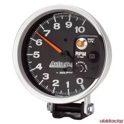 AutoMeter GAUGE; TACHOMETER; 5in.; 10K RPM; PEDESTAL W/INT. SHIFT LIGHT; BLACK; AUTO GAGE - 233903