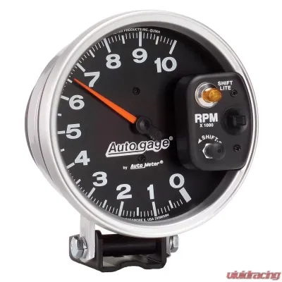 AutoMeter GAUGE; TACHOMETER; 5in.; 10K RPM; PEDESTAL W/INT. SHIFT LIGHT; BLACK; AUTO GAGE - 233903
