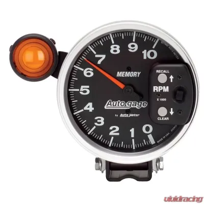 AutoMeter GAUGE; TACH; 5in.; 10K RPM; PEDESTAL W/EXT. SHIFT-LITE/MEM; BLACK; AUTO GAGE - 233906